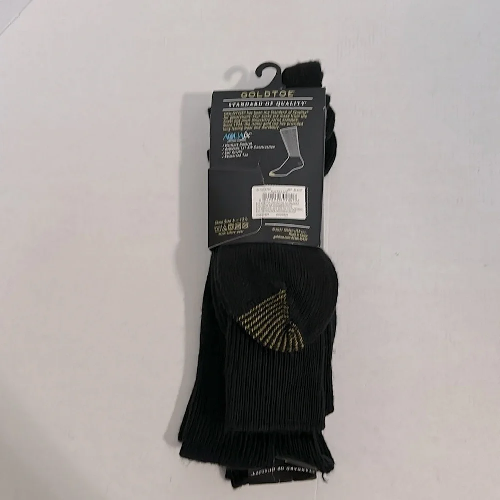 Gold Toe Casual Aquafx Fluffies 3 Pair Crew Socks Mens black